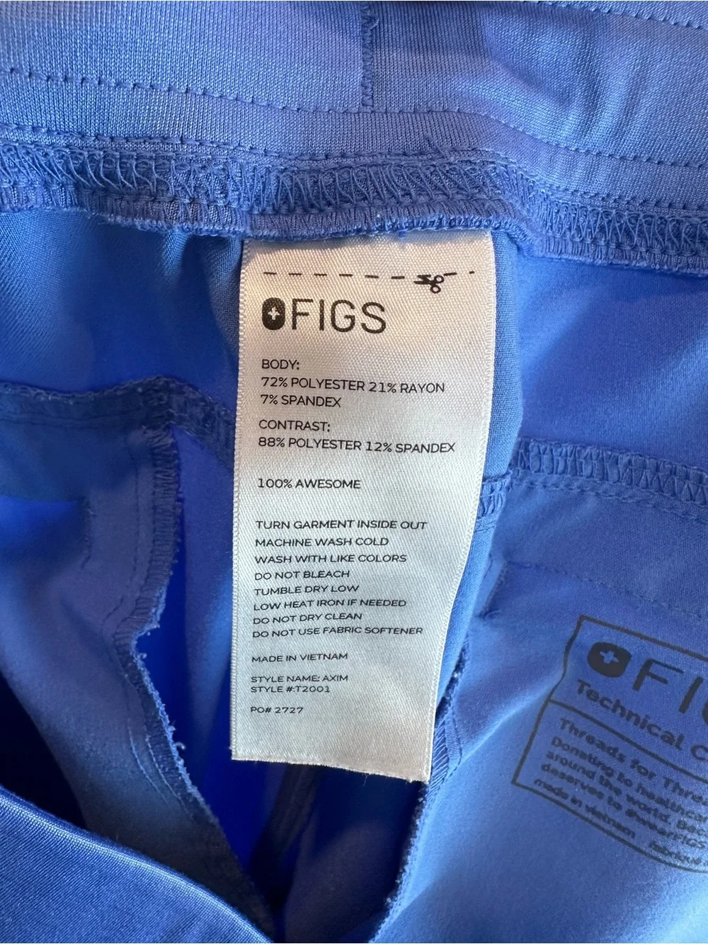 Figs Men’s Royal Blue Axim Cargo Nursing Medical Scrub Pants Size XL